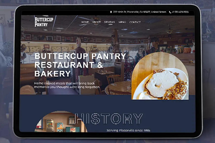 Restaurant website for Buttercup Bakery